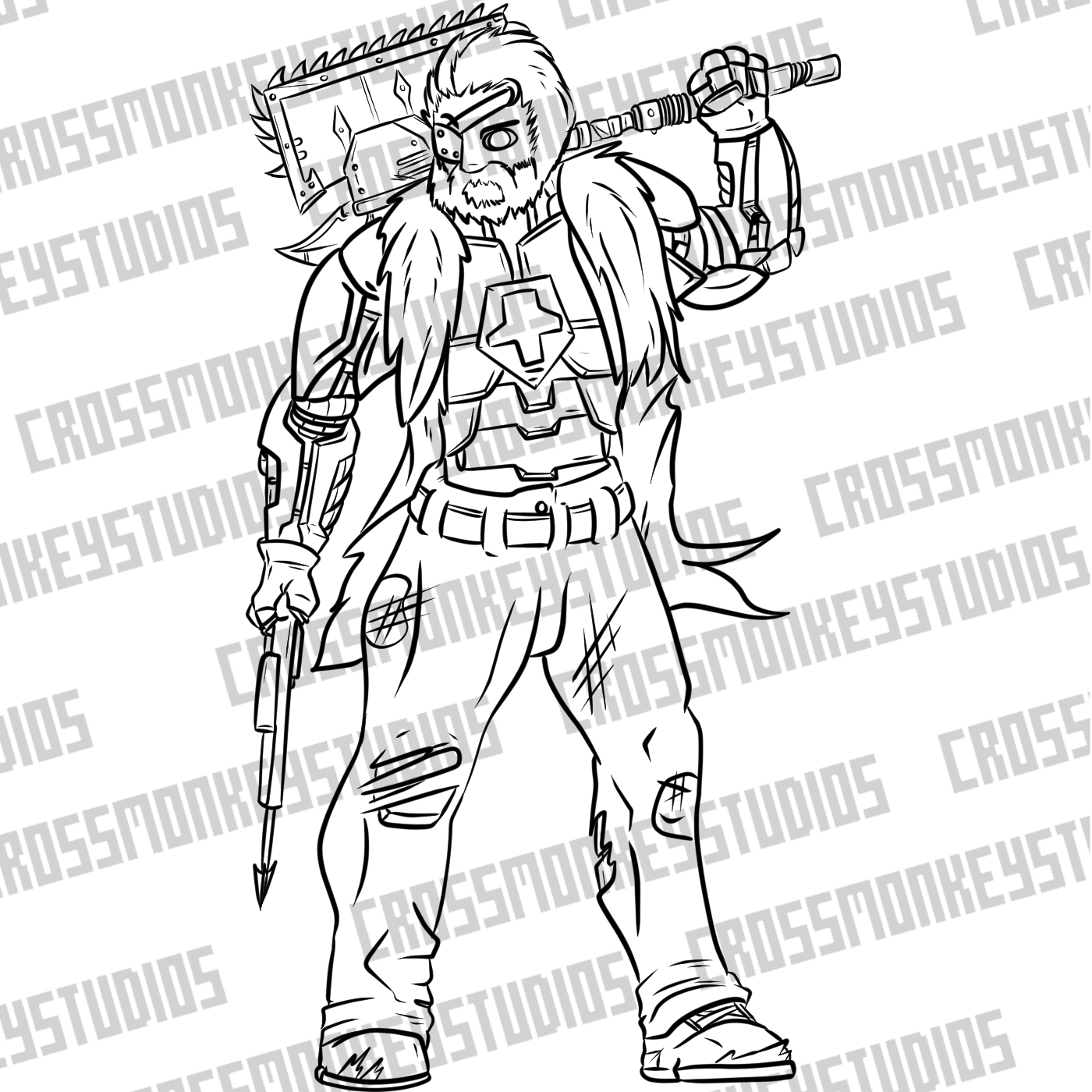 Custom Commissions: 1 Character, Black and White Line Art